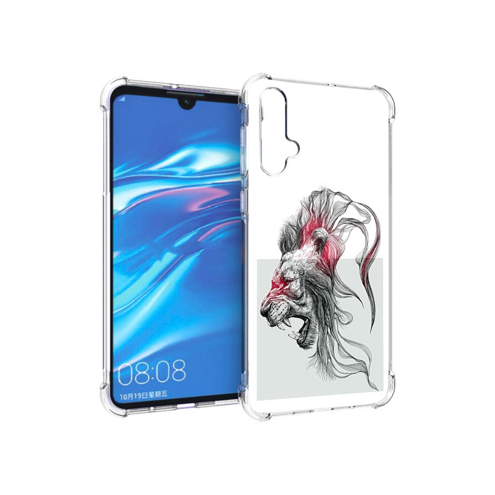 

Чехол MyPads Tocco для Huawei Nova 5 разъяренный лев, Прозрачный, Tocco