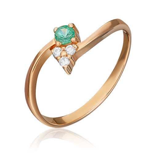 

Кольцо из золота р.  PLATINA jewelry 01-0591-00-106-1110-30, изумруд\бриллиант, 01-0591-00-106-1110-30