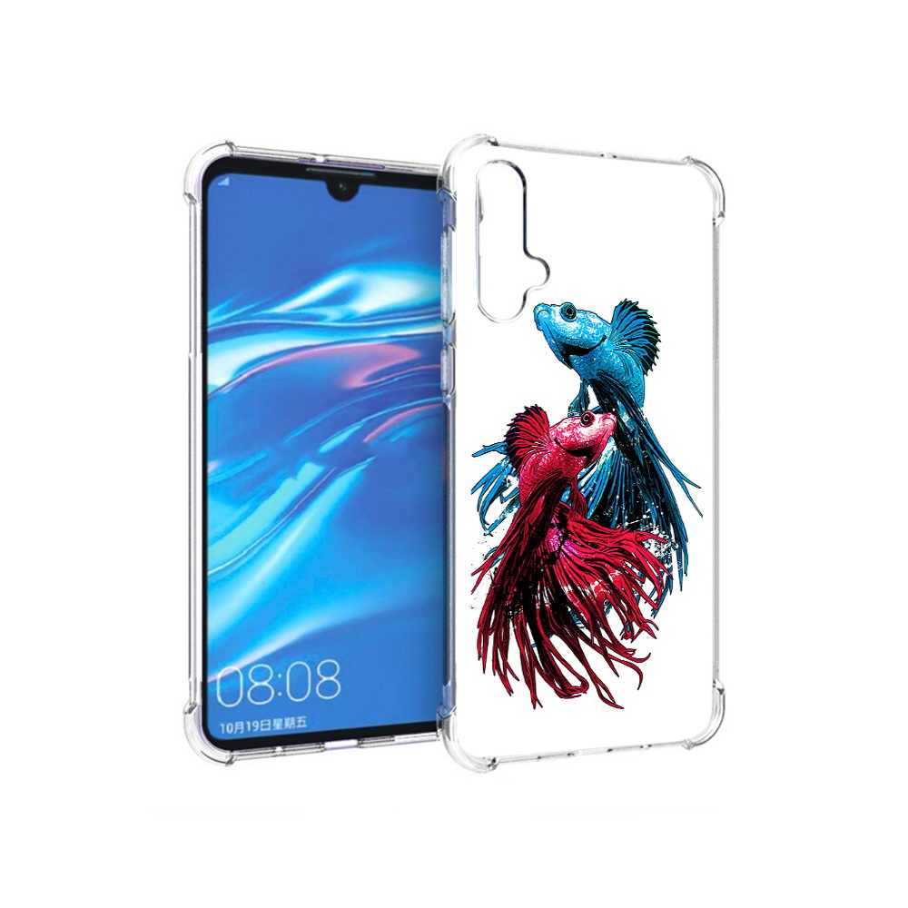 

Чехол MyPads Tocco для Huawei Nova 5 рыбы петушки, Прозрачный, Tocco