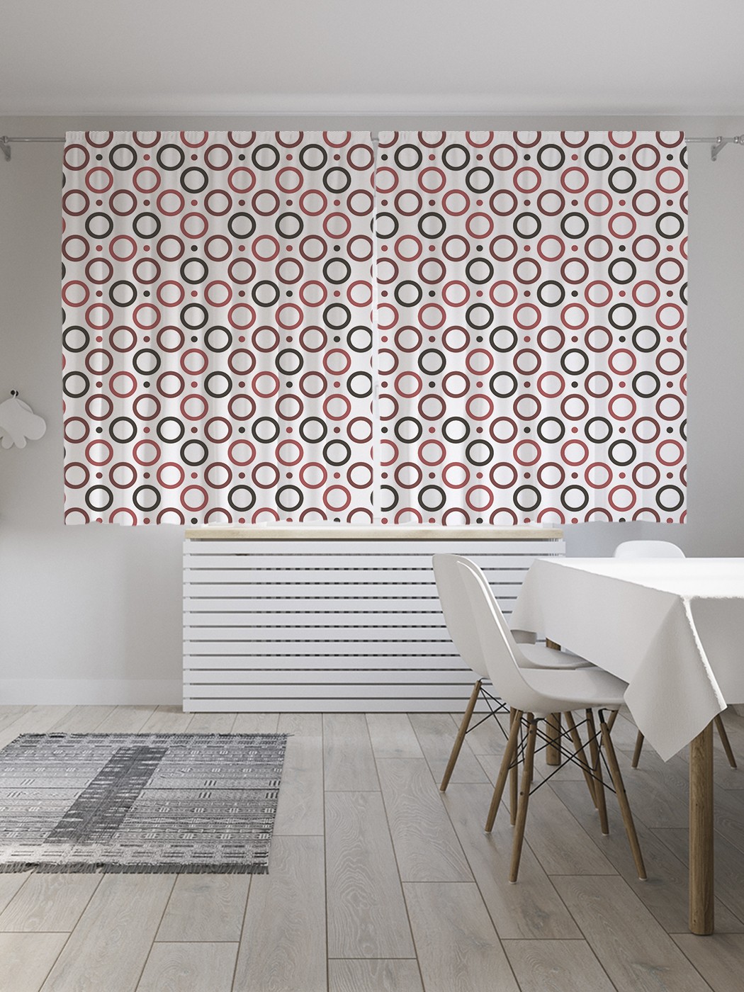 фото Классические шторы joyarty "точки и окружности", серия oxford delux, 2 полотна 145x180 см