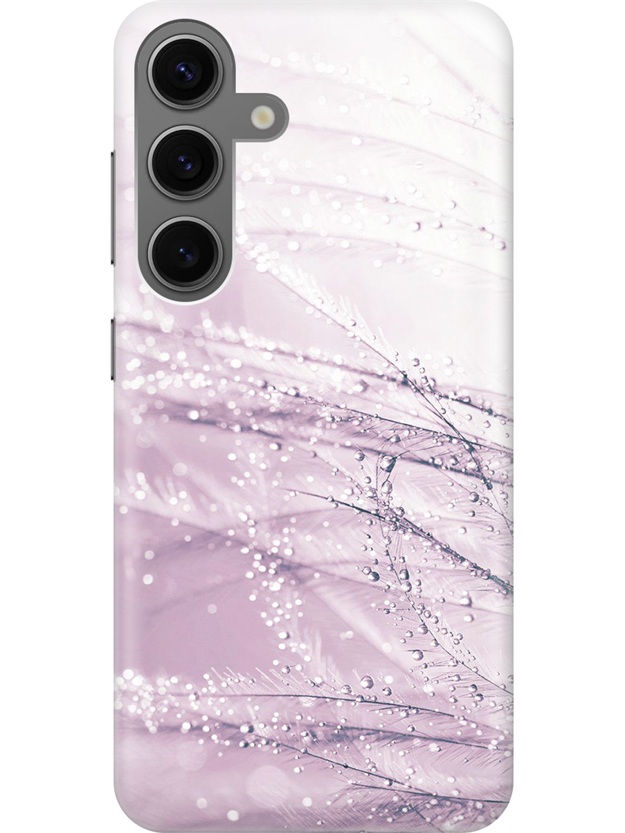 

Силиконовый чехол на Samsung Galaxy S24 с рисунком "Капли на розовой траве", Розовый, 20011913