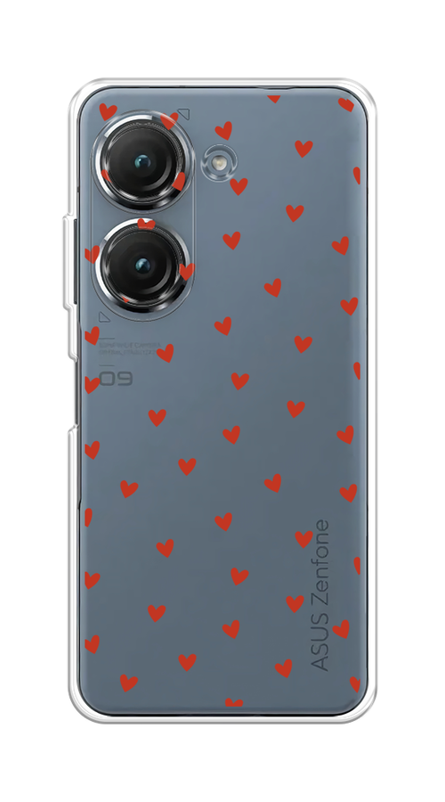 

Чехол на Asus ZenFone 9/ZenFone 10 "Red hearts", Красный;прозрачный, 44850-1