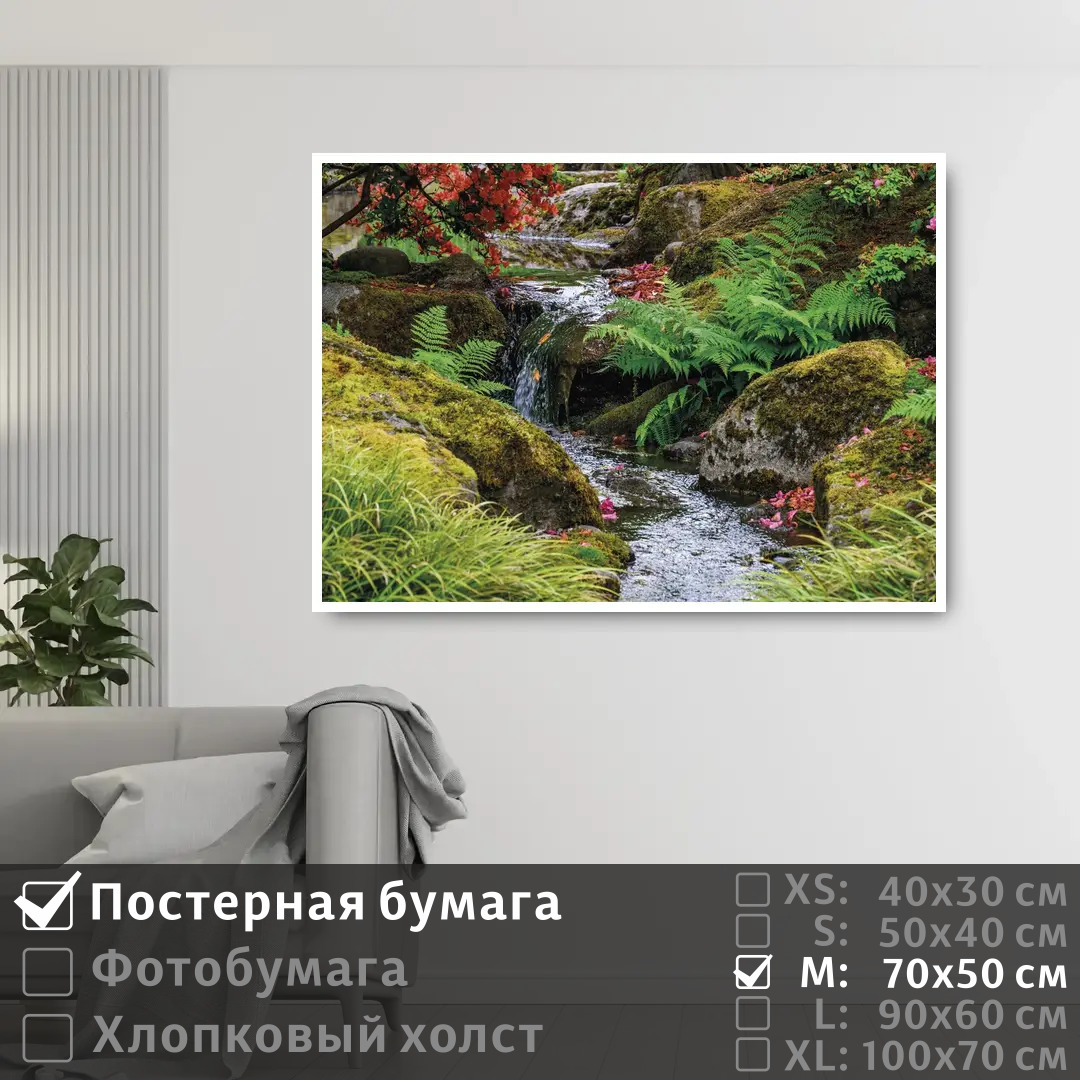 

Постер на стену ПолиЦентр Ручей в лесу 70х50 см, РучейВЛесу