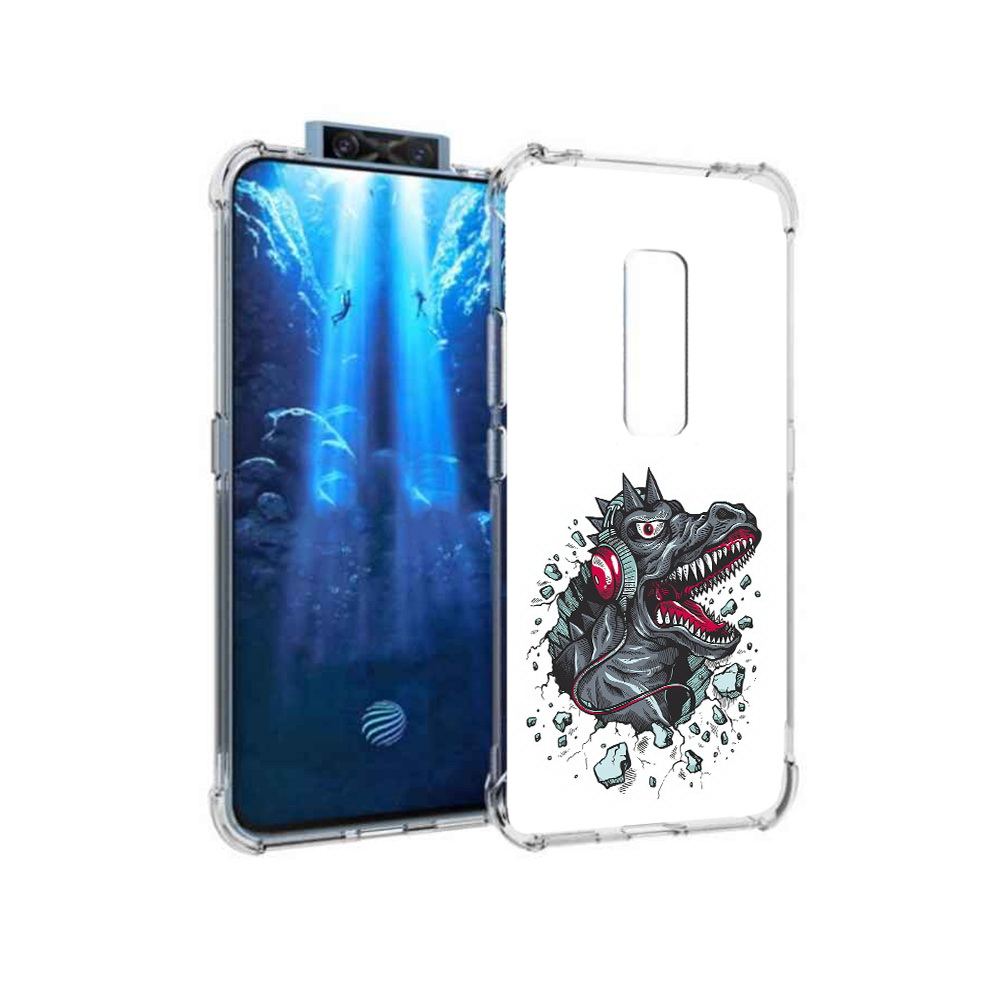 

Чехол MyPads Tocco для Vivo V17 Pro Нарисованный динозавр в наушниках (PT226965.387.124), Прозрачный, Tocco