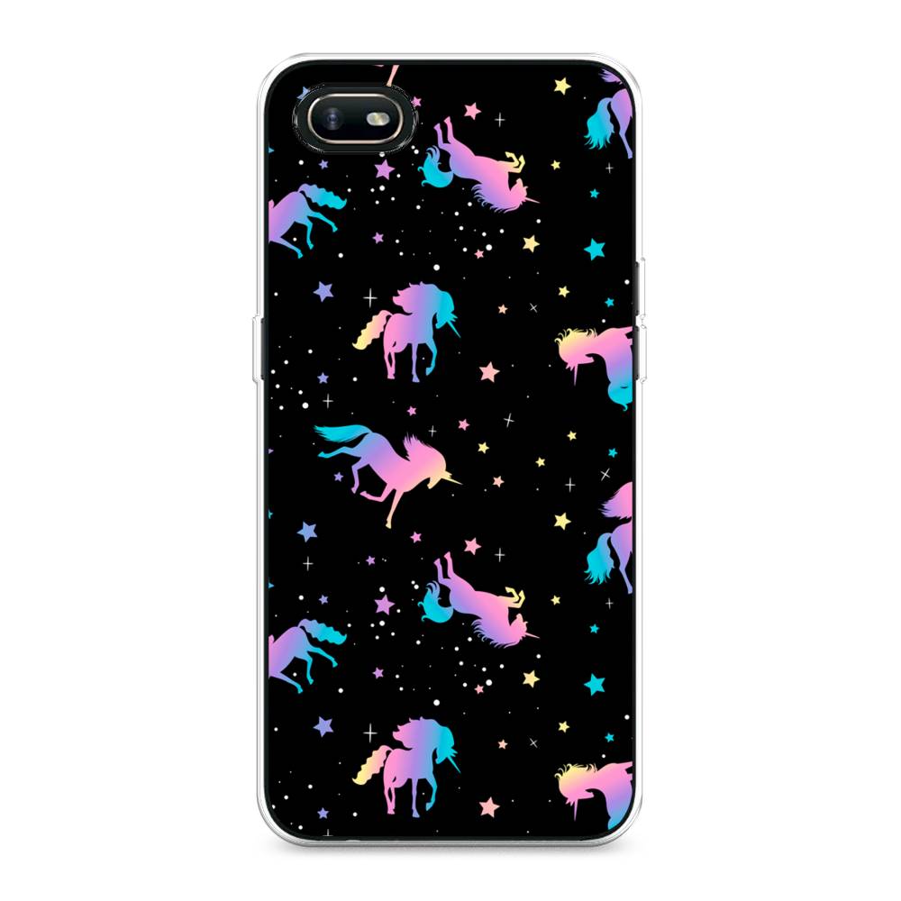 

Чехол для Oppo A1k "Единороги градиент", Черный;розовый;голубой, 252150-1