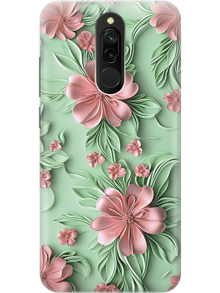 

Силиконовый чехол на Xiaomi Redmi 8 с принтом "Розовые цветы на мятном фоне", Прозрачный;зеленый;розовый, 722204521