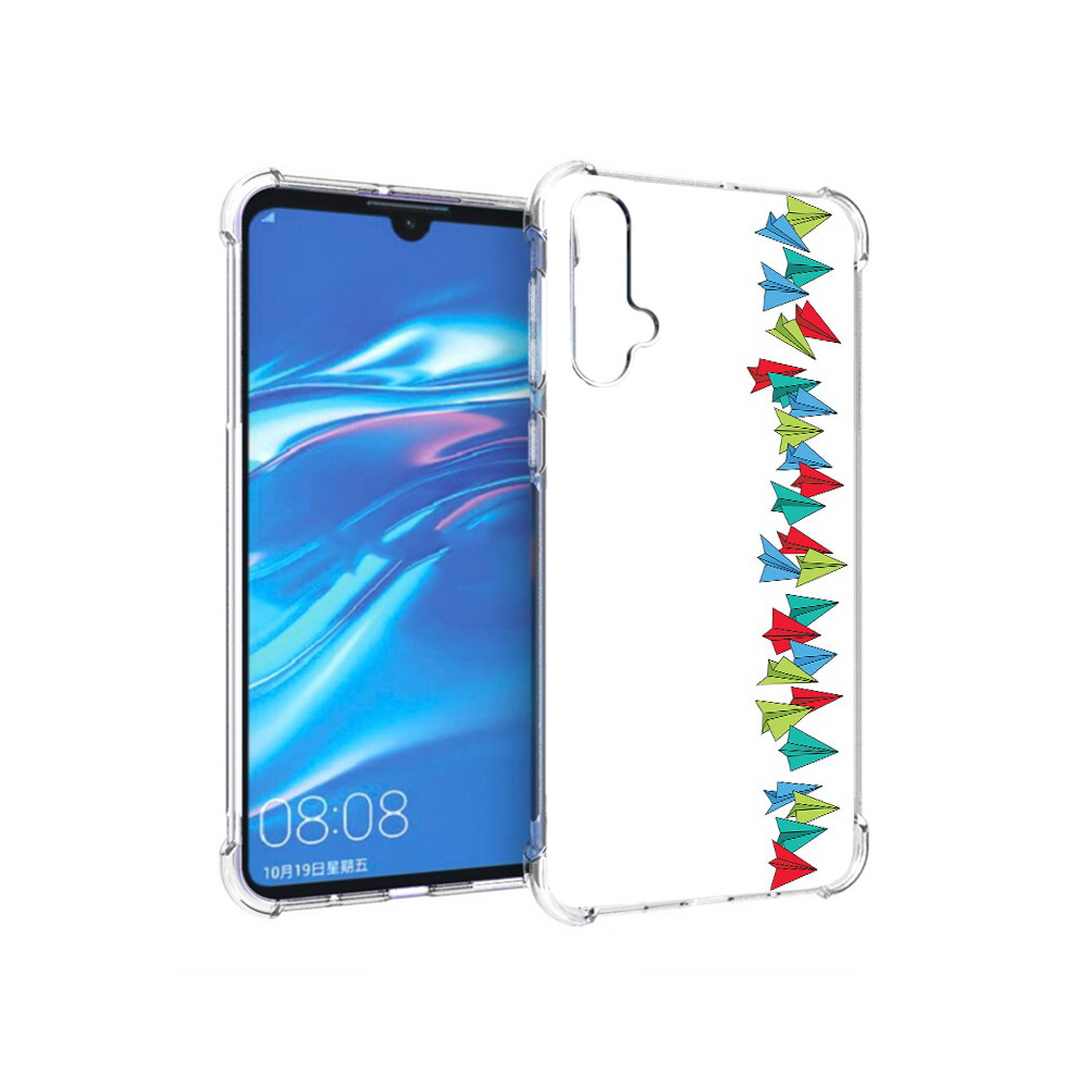 

Чехол MyPads Tocco для Huawei Nova 5 самолетики из листочков, Прозрачный, Tocco