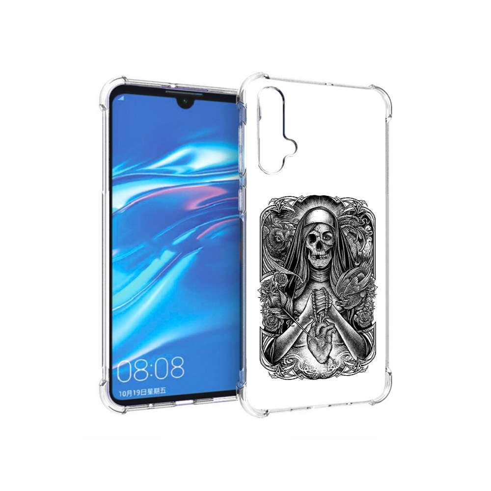 

Чехол MyPads Tocco для Huawei Nova 5 скелет с сердцем, Прозрачный, Tocco