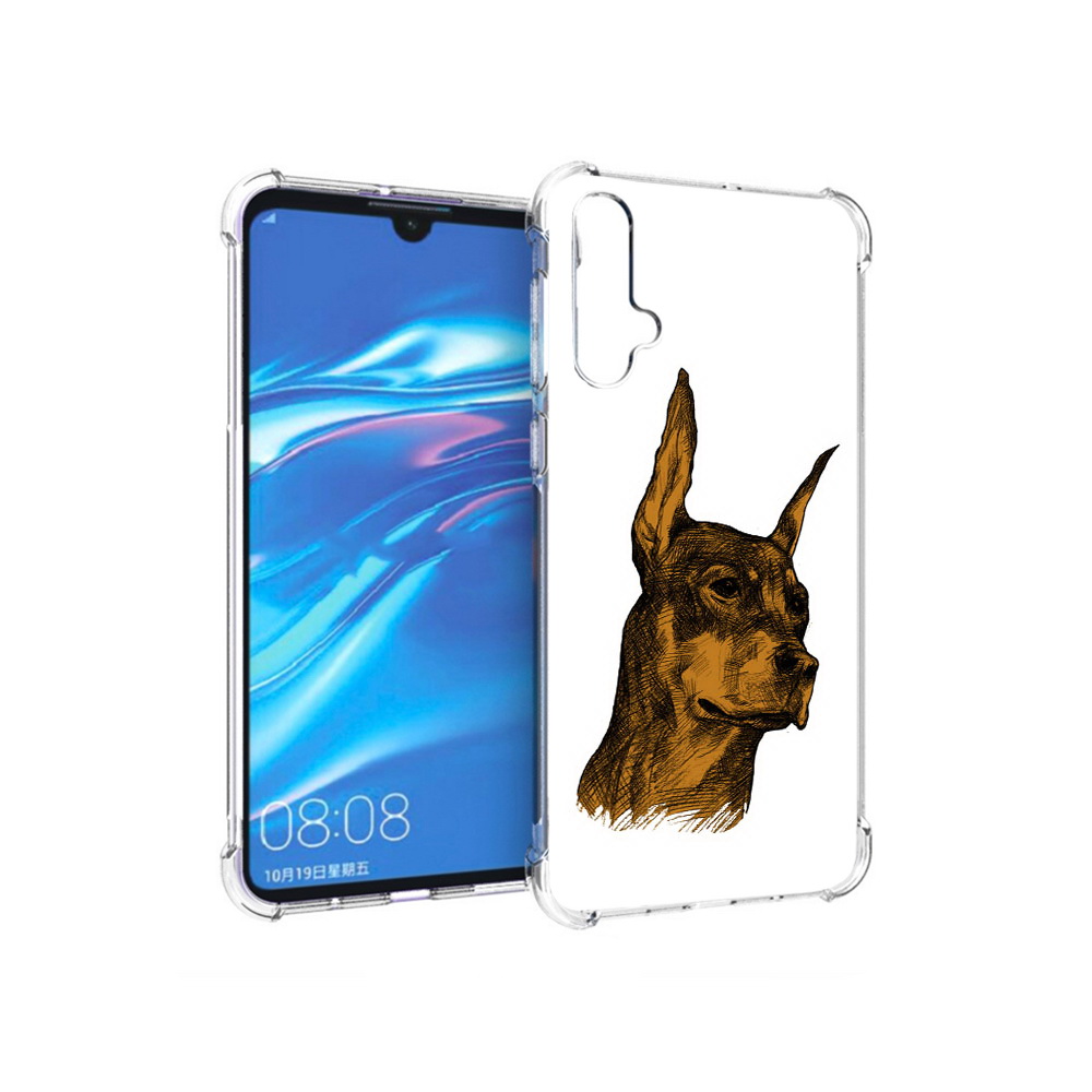 

Чехол MyPads Tocco для Huawei Nova 5 скетч доберман, Прозрачный, Tocco