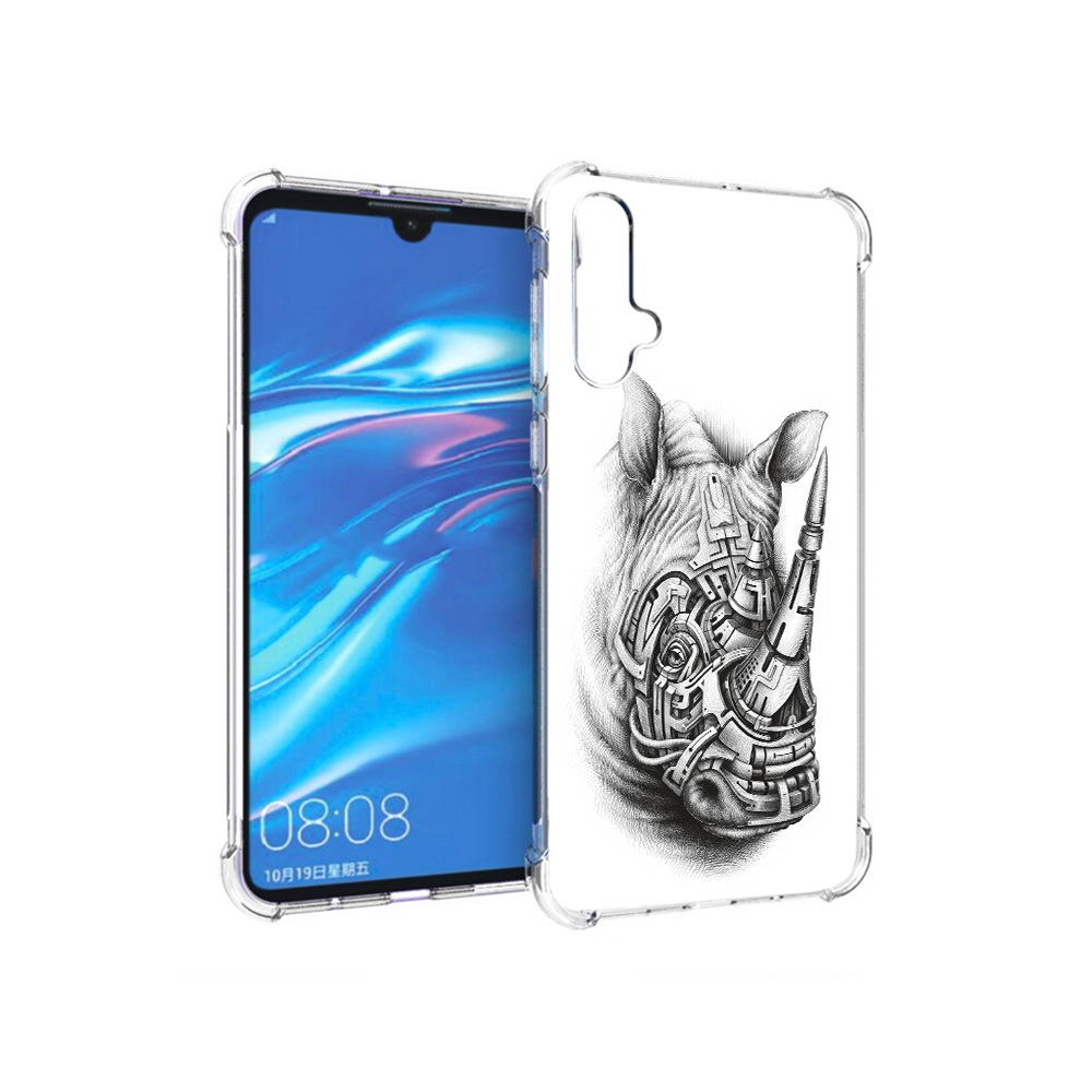

Чехол MyPads Tocco для Huawei Nova 5 стальной носорог, Прозрачный, Tocco