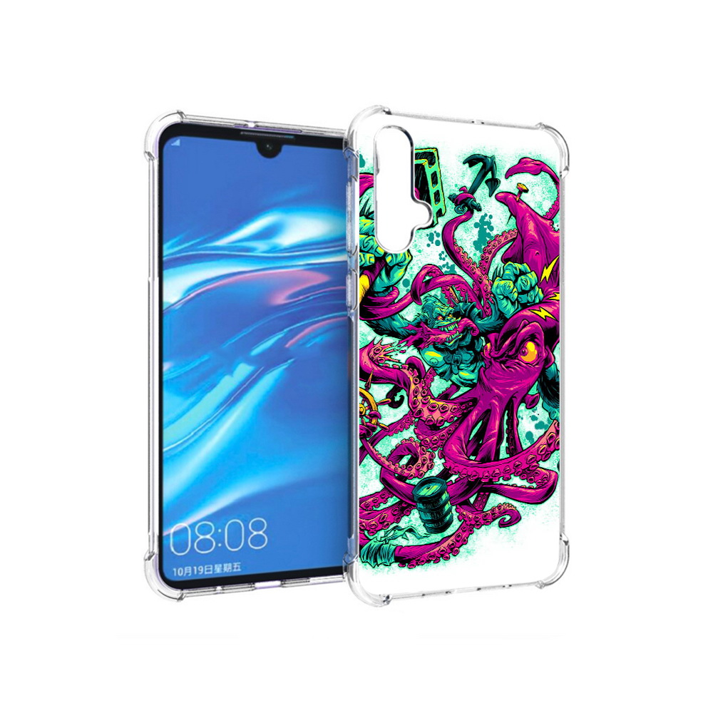 

Чехол MyPads Tocco для Huawei Nova 5 фиолетовый кракен, Прозрачный, Tocco