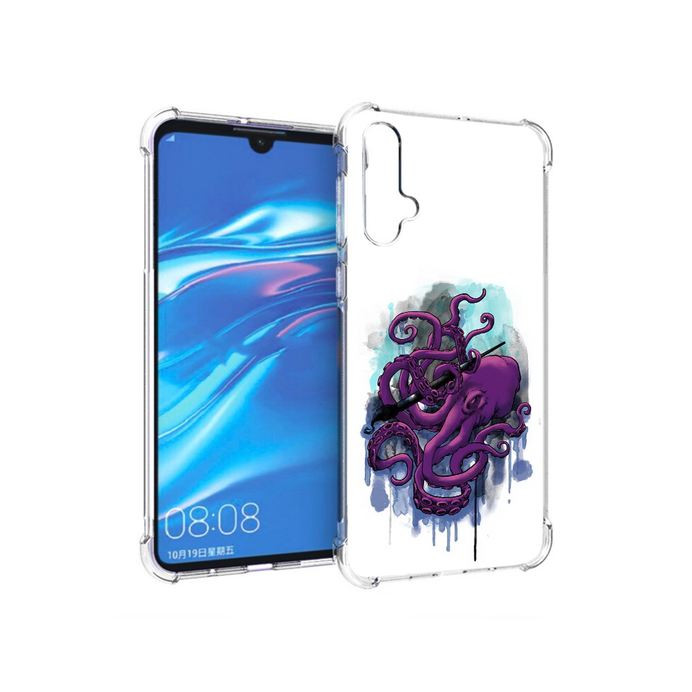Чехол MyPads Tocco для Huawei Nova 5 фиолетовый осьминог