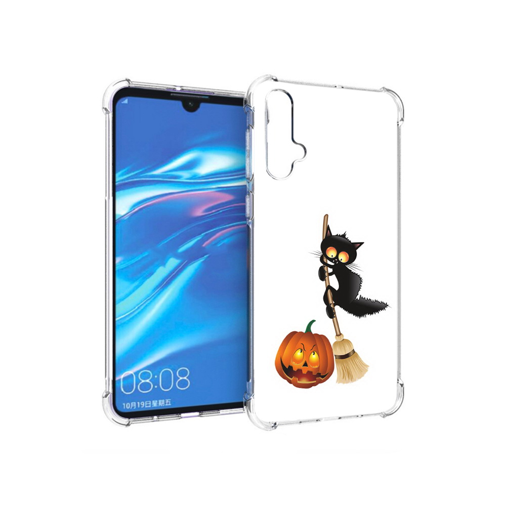 

Чехол MyPads Tocco для Huawei Nova 5 хэлуинский котик, Прозрачный, Tocco