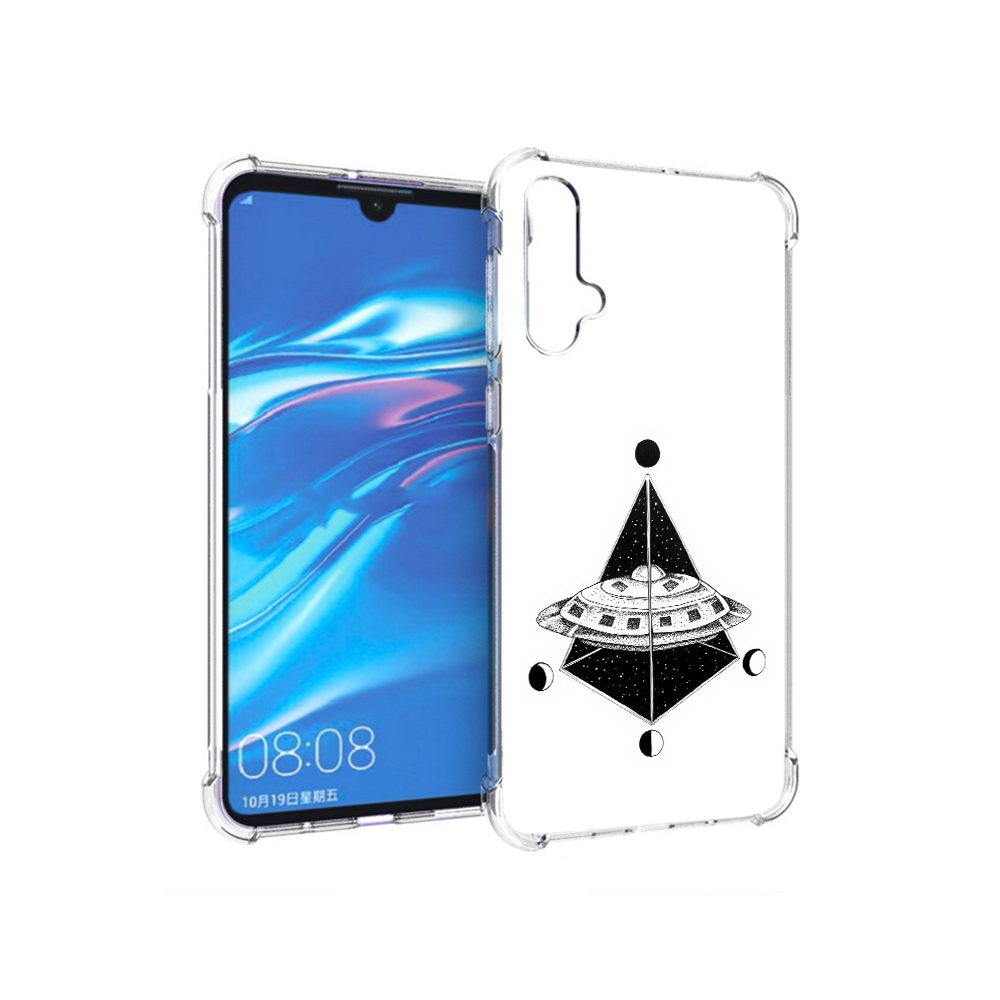 

Чехол MyPads Tocco для Huawei Nova 5 черно белая летающая тарелка, Прозрачный, Tocco