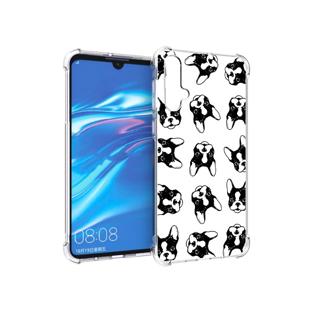 

Чехол MyPads Tocco для Huawei Nova 5 черно белые собачки, Прозрачный, Tocco