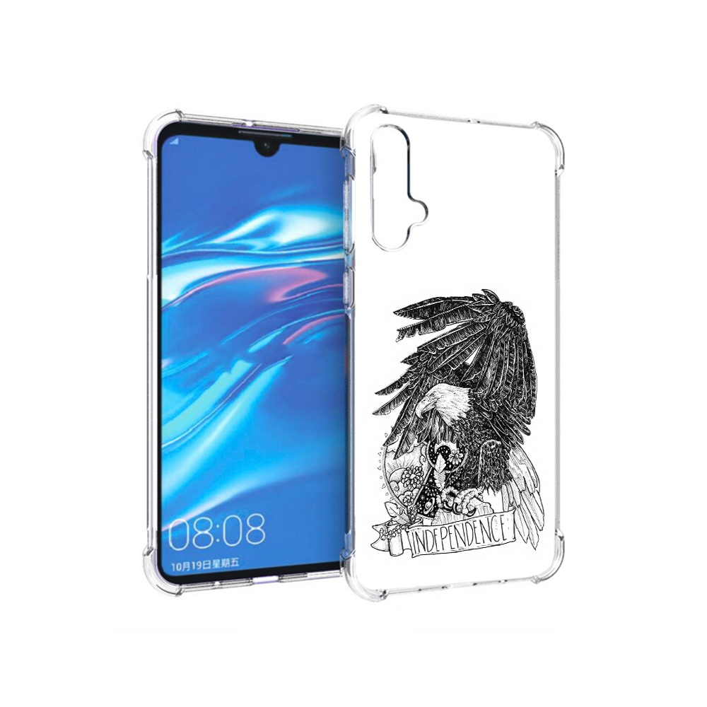 

Чехол MyPads Tocco для Huawei Nova 5 черно белый сокол, Прозрачный, Tocco