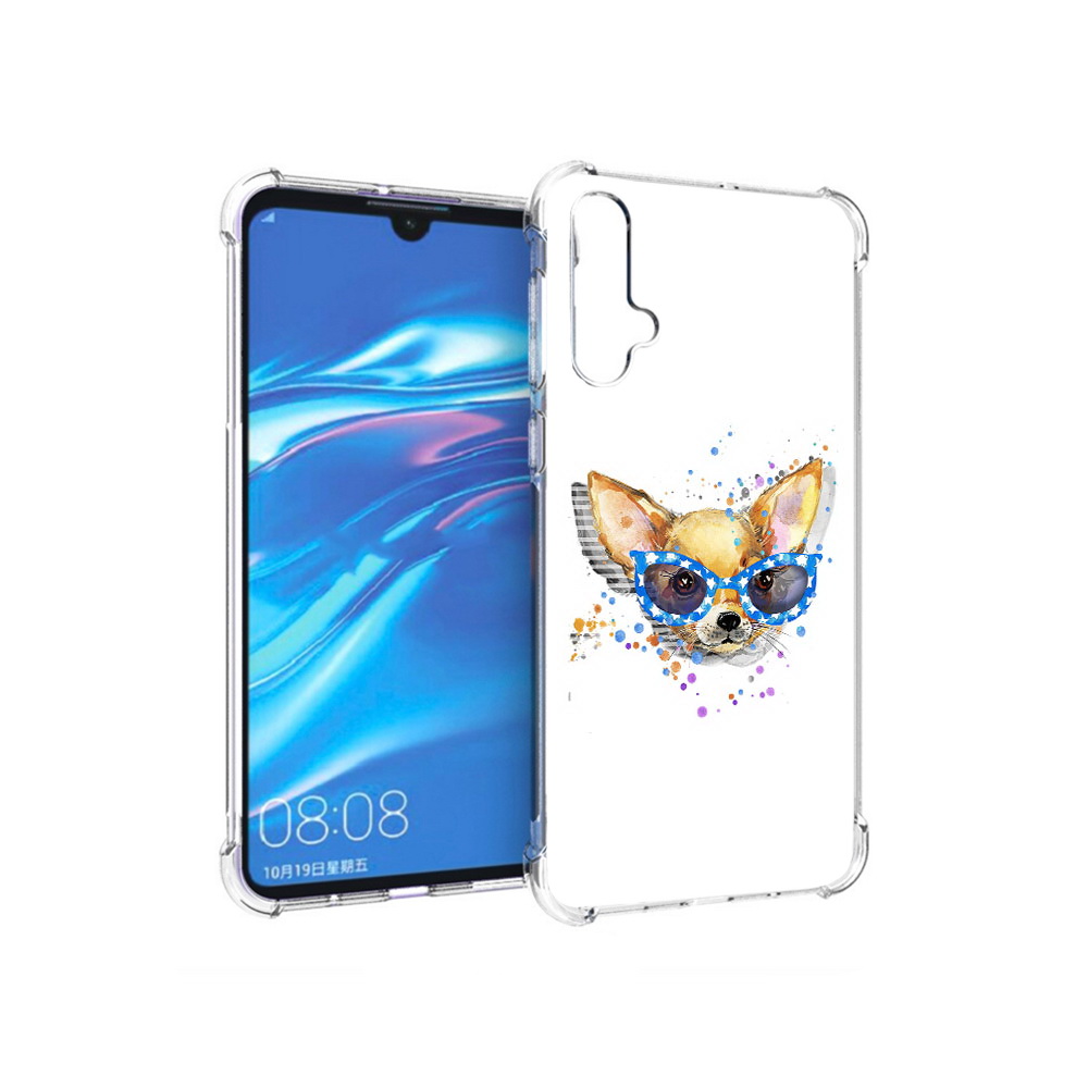 

Чехол MyPads Tocco для Huawei Nova 5 чихуа-хуа в очках, Прозрачный, Tocco