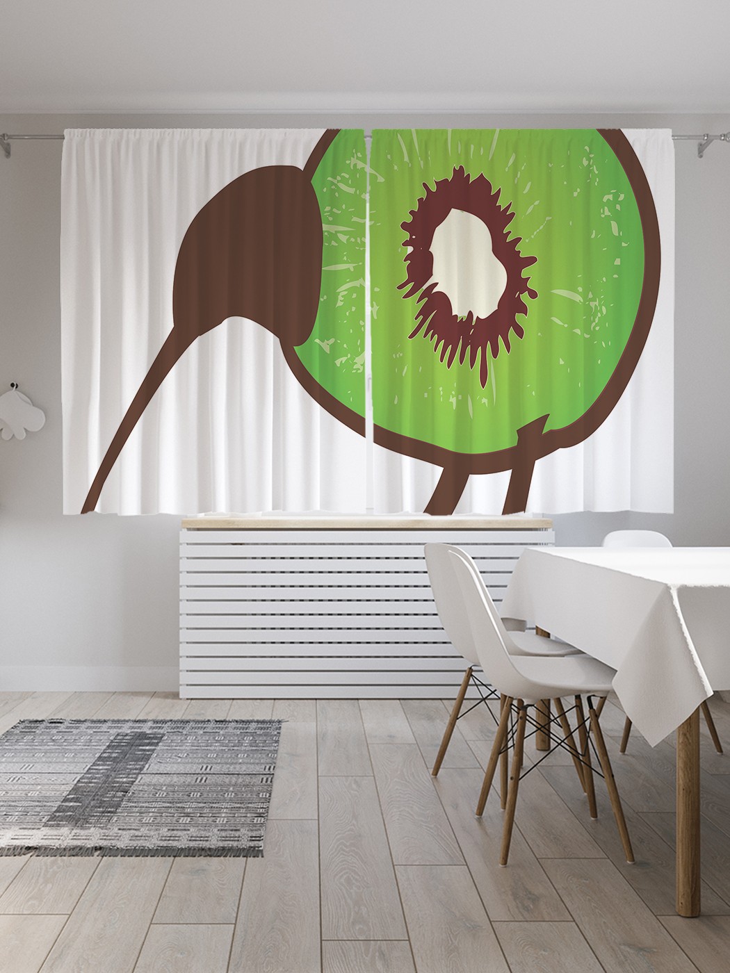 

Шторы с фотопечатью JoyArty "Маленькая птица киви" из сатена, 290х180 см, Маленькая птица киви