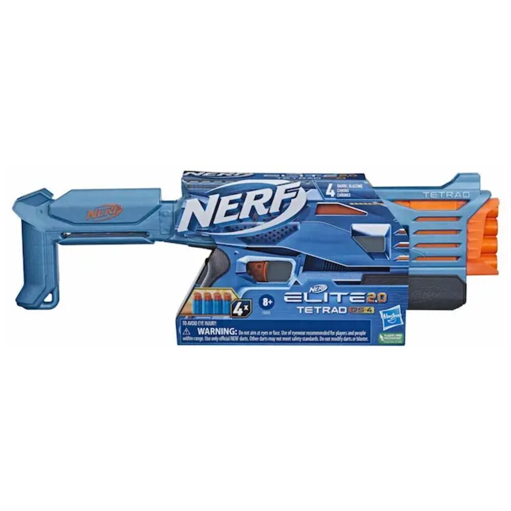 Бластер игрушечный NERF Hasbro Элит 2.0 Tetrad QS 4, синий, F5025ES0 modified part front tube sighting device for nerf elite series orange grey