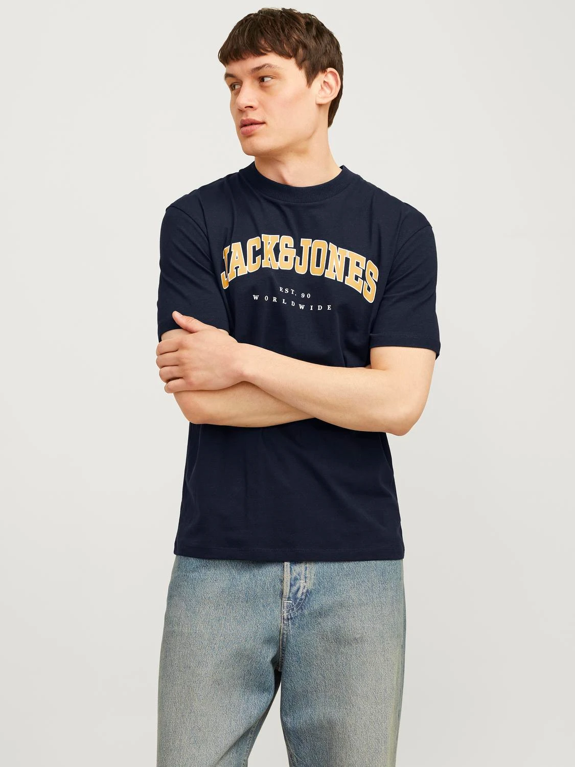 

Футболка мужская Jack & Jones 12257579 синяя S, Синий, 12257579