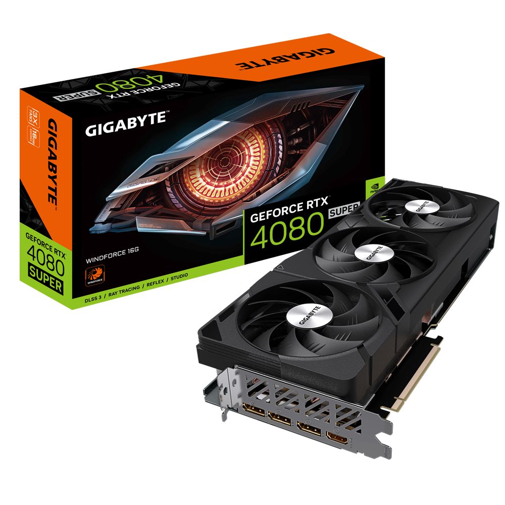 

Видеокарта Gigabyte GeForce RTX 4080 SUPER WINDFORCE (GV-N408SWF3-16GD), GeForce RTX 4080 SUPER WINDFORCE