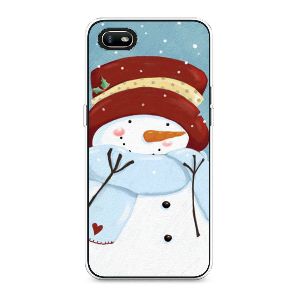 

Чехол для Oppo A1k "Застенчивый снеговик", Голубой;белый;красный, 252150-5