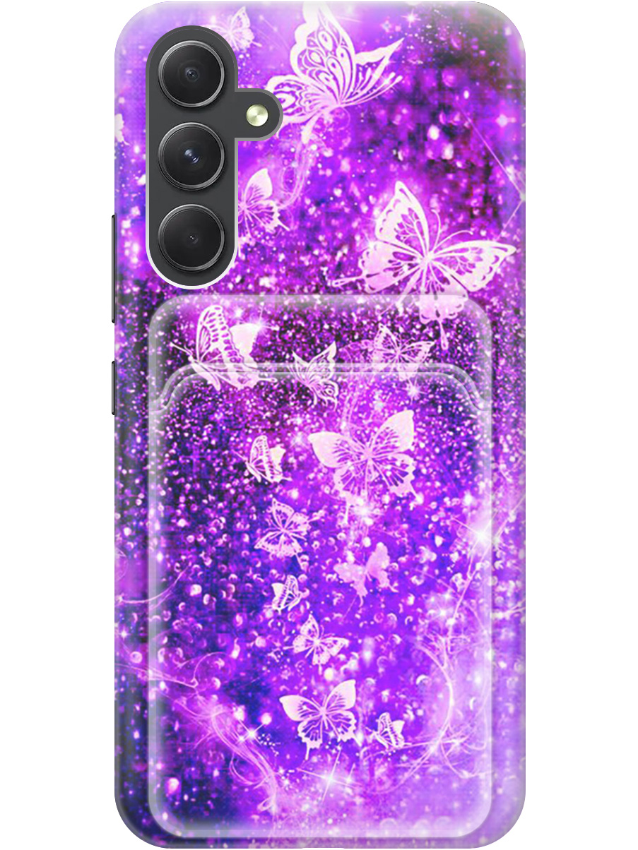 

Силиконовый чехол на Samsung Galaxy A54 5G с рисунком "Фиолетовые бабочки", Фиолетовый;черный, 20011960