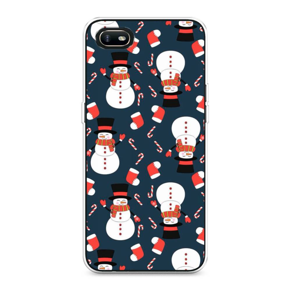 

Чехол для Oppo A1k "Синие снеговики", Синий;белый;красный, 252150-5