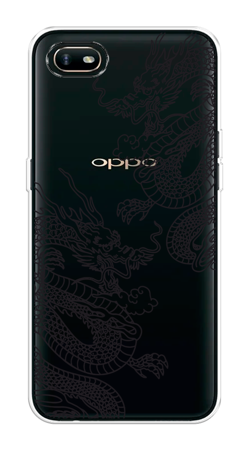 

Чехол на Oppo A1k "Два китайских дракона", Серый;черный, 252150-1