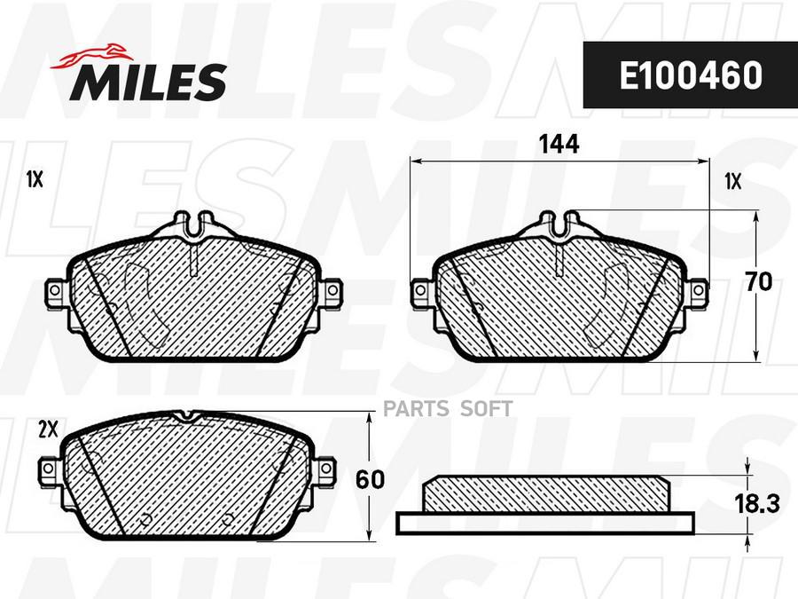 

Колодки тормозные MERCEDES W205 14- передние L 144мм. SemiMetallic 1шт