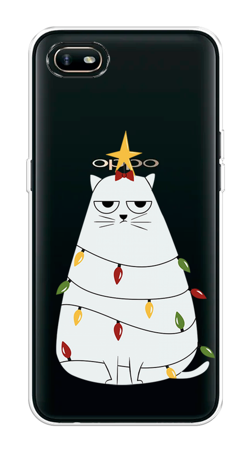 

Чехол на Oppo A1k "Котик в гирлянде", Белый;красный;желтый, 252150-1