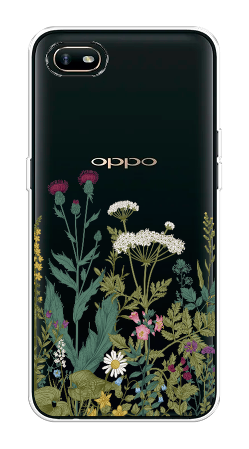 

Чехол на Oppo A1k "Дикие полевые цветы", Зеленый;розовый;белый, 252150-2