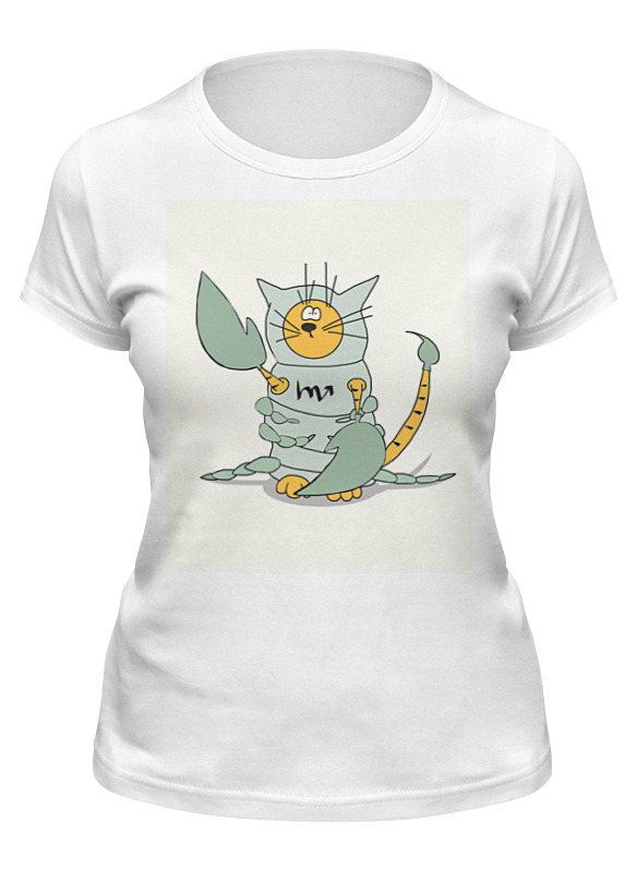 

Футболка женская Printio Кот скорпион белая 2XL, Белый, Кот скорпион