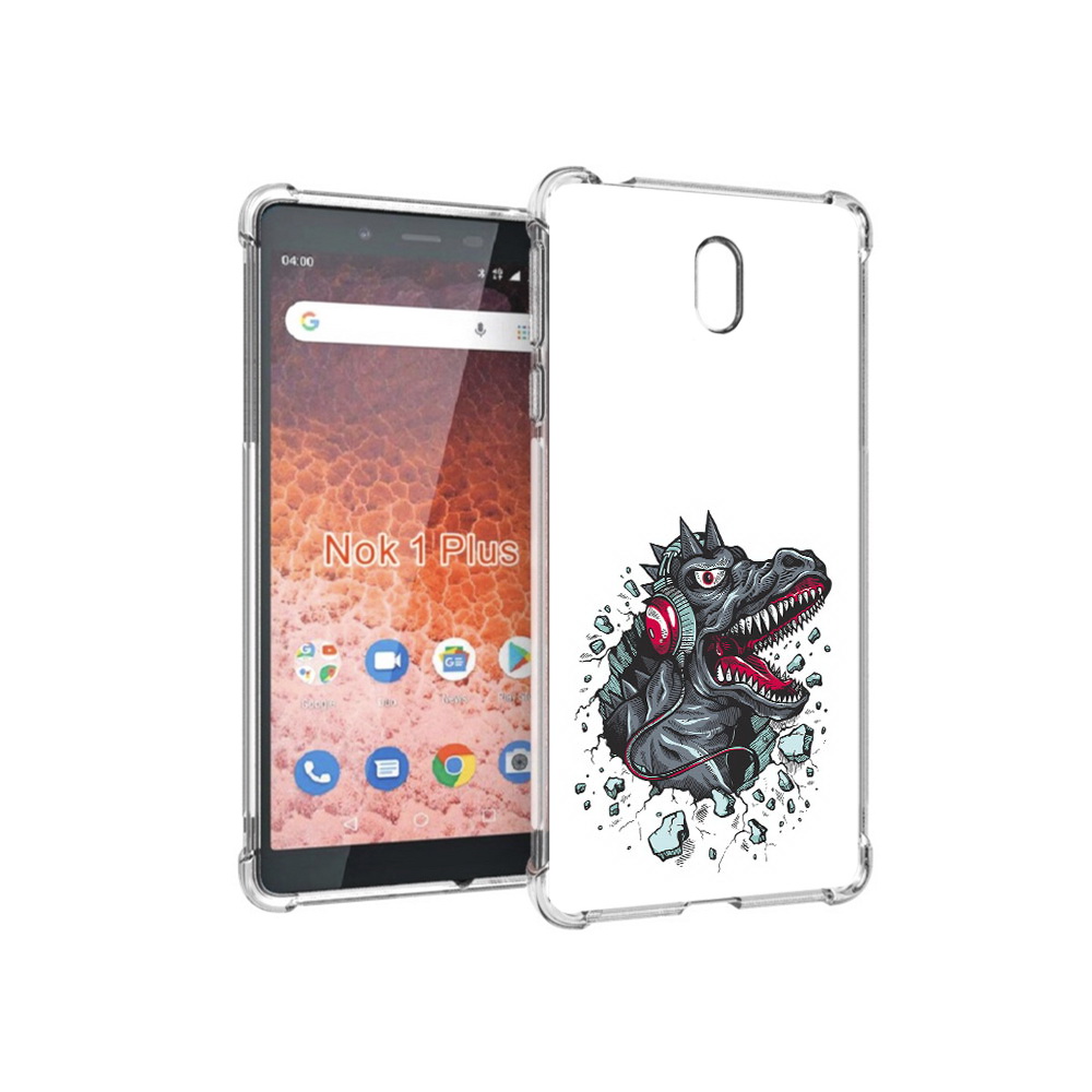 

Чехол MyPads Tocco для Nokia 1 Plus Нарисованный динозавр в наушниках (PT129147.112.124), Прозрачный, Tocco