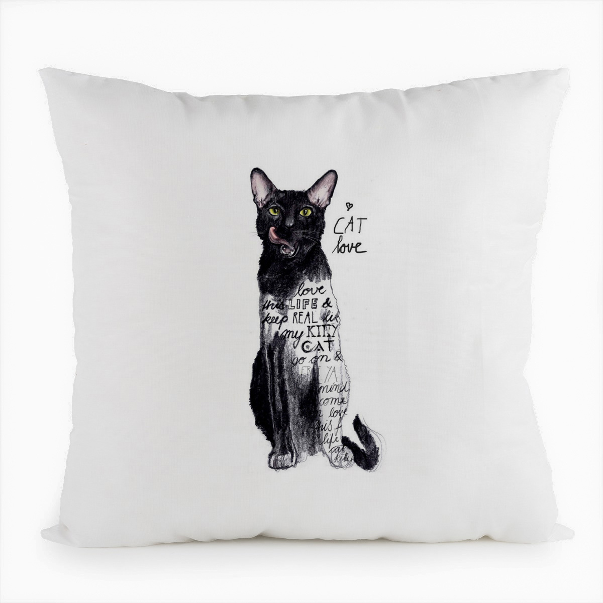 фото Подушка белая coolpodarok модный принт. cat love