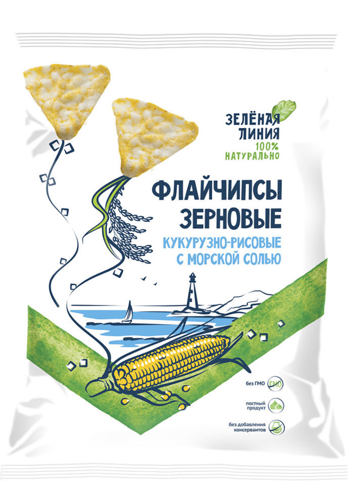 

Флайчипсы Зеленая линия кукурузно-рисовые с морской солью 40 г
