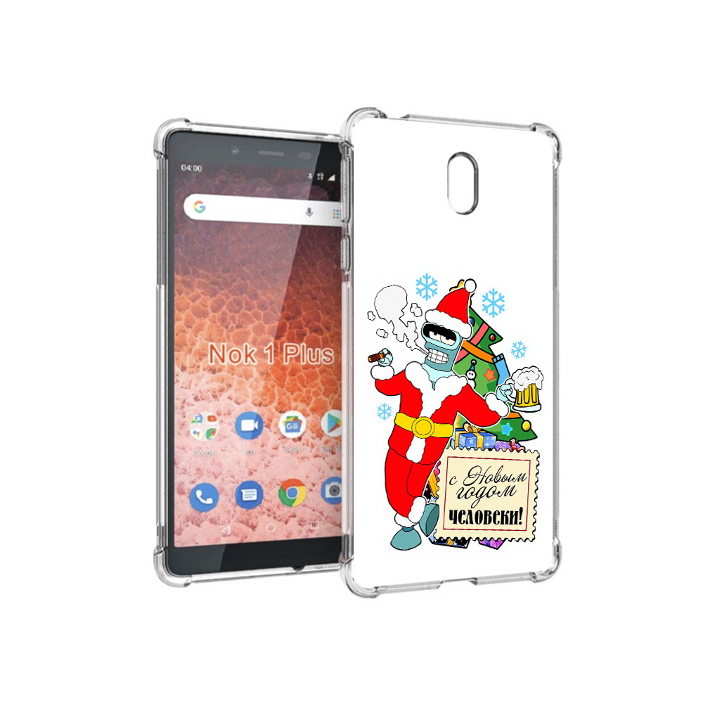 

Чехол MyPads Tocco для Nokia 1 Plus С новым годом человеки (PT129147.112.150), Прозрачный, Tocco