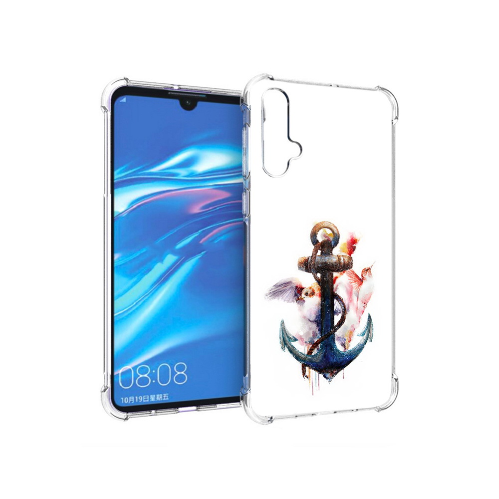 

Чехол MyPads Tocco для Huawei Nova 5 якорь с птицами, Прозрачный, Tocco