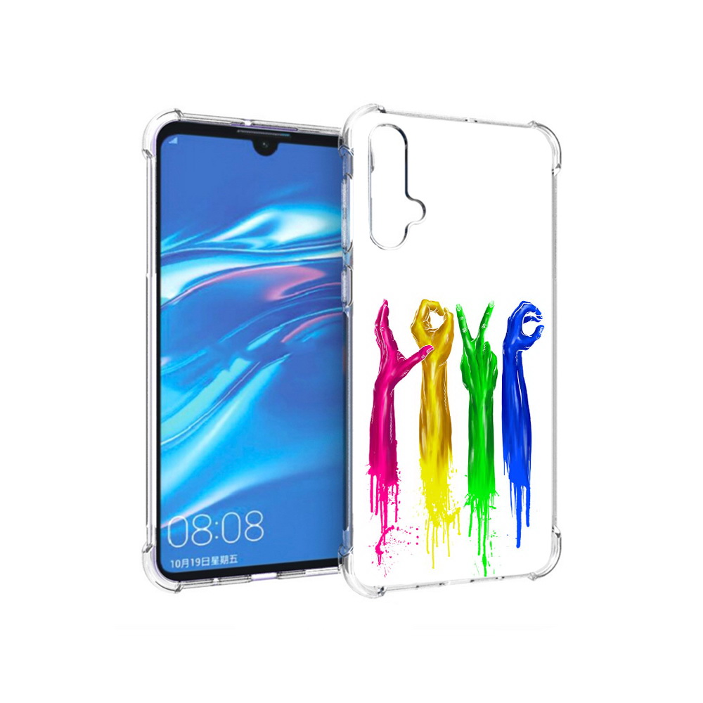 

Чехол MyPads Tocco для Huawei Nova 5 яркие руки love, Прозрачный, Tocco