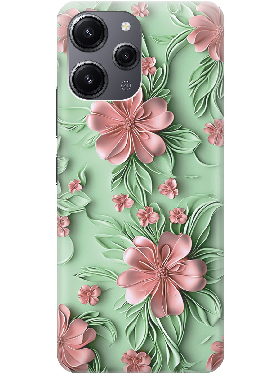 

Силиконовый чехол на Xiaomi Redmi 12 с принтом "Розовые цветы на мятном фоне", Прозрачный;зеленый;розовый, 772621721