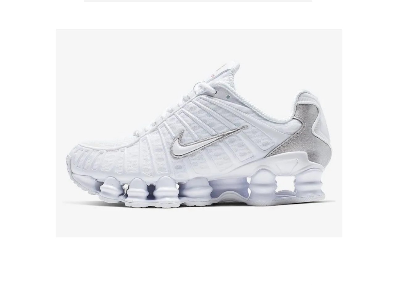 

Кроссовки унисекс Nike SHOX TL белые 38 RU, SHOX TL