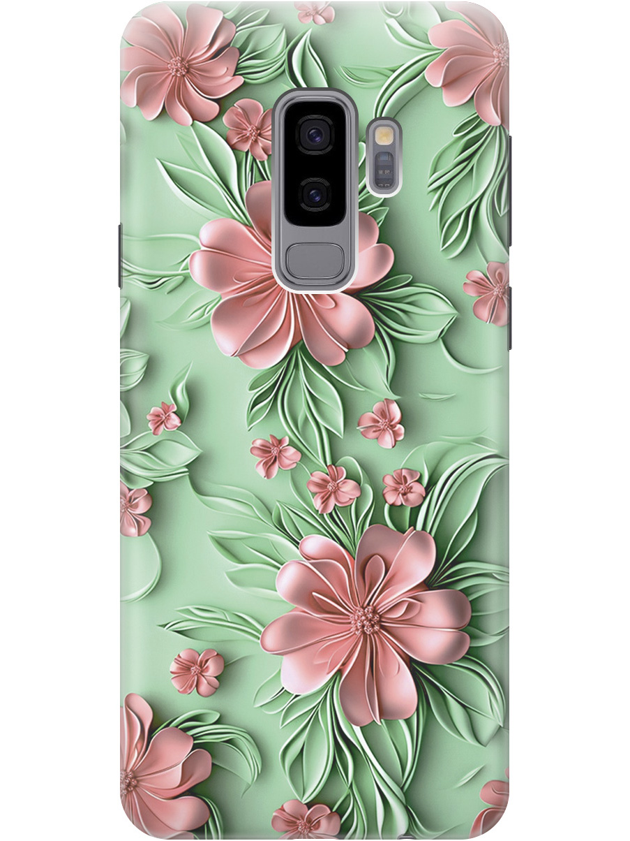 

Силиконовый чехол на Samsung Galaxy S9+ с принтом "Розовые цветы на мятном фоне", Прозрачный;зеленый;розовый, 717439321