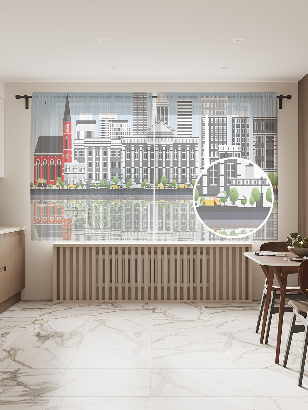 

Фототюль JoyArty "Панорама Спрингфилда" 145x180см, 2 полотна, лента, 50 крючков, Панорама Спрингфилда