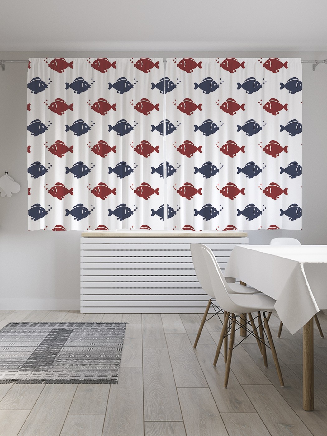 

Классические шторы JoyArty "Двухцветные рыбки", серия Oxford DeLux, 2 полотна 145x180 см, Двухцветные рыбки