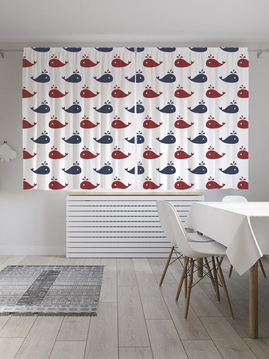 

Классические шторы JoyArty "Двухцветные киты", серия Oxford DeLux, 2 полотна 145x180 см, Двухцветные киты