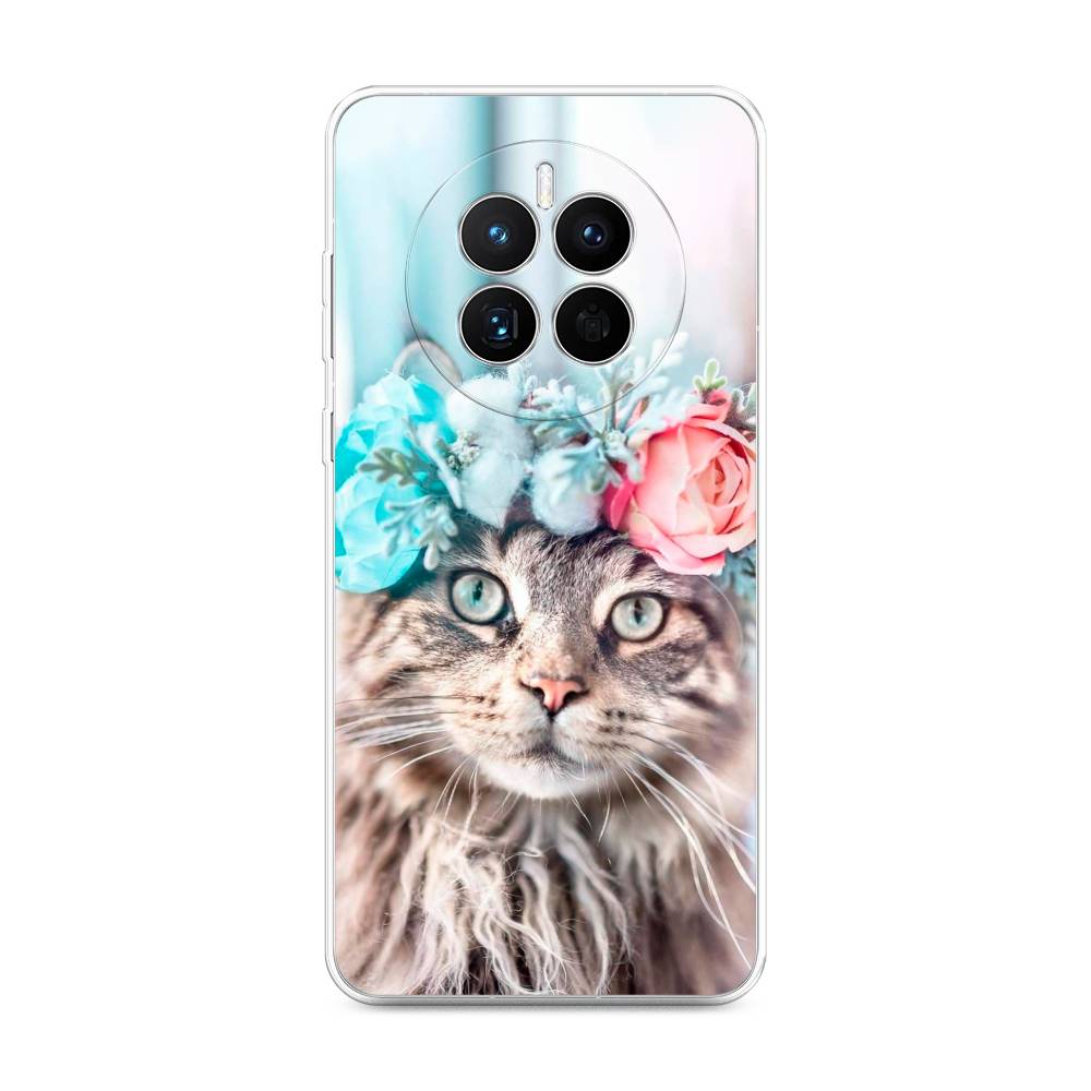 

Чехол Awog на Huawei Mate 50 "Кот в венке", Серый;голубой;розовый, 6109850-2