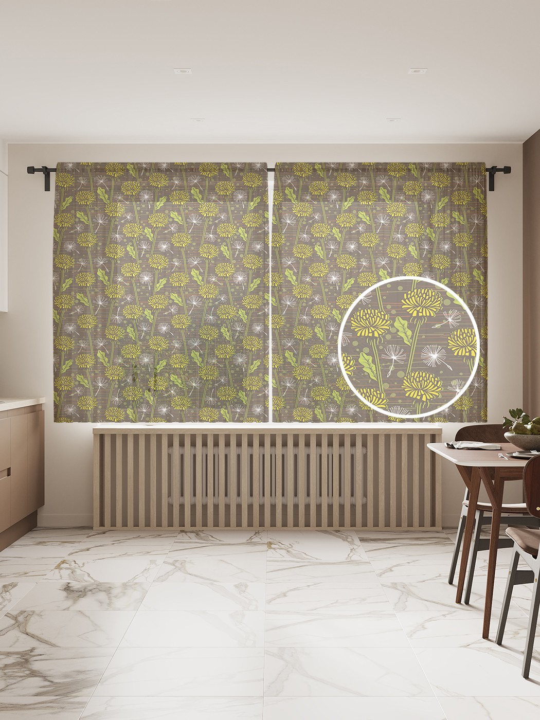 

Фототюль JoyArty "Цветущие одуванчики" 145x180см, 2 полотна, лента, 50 крючков, Цветущие одуванчики