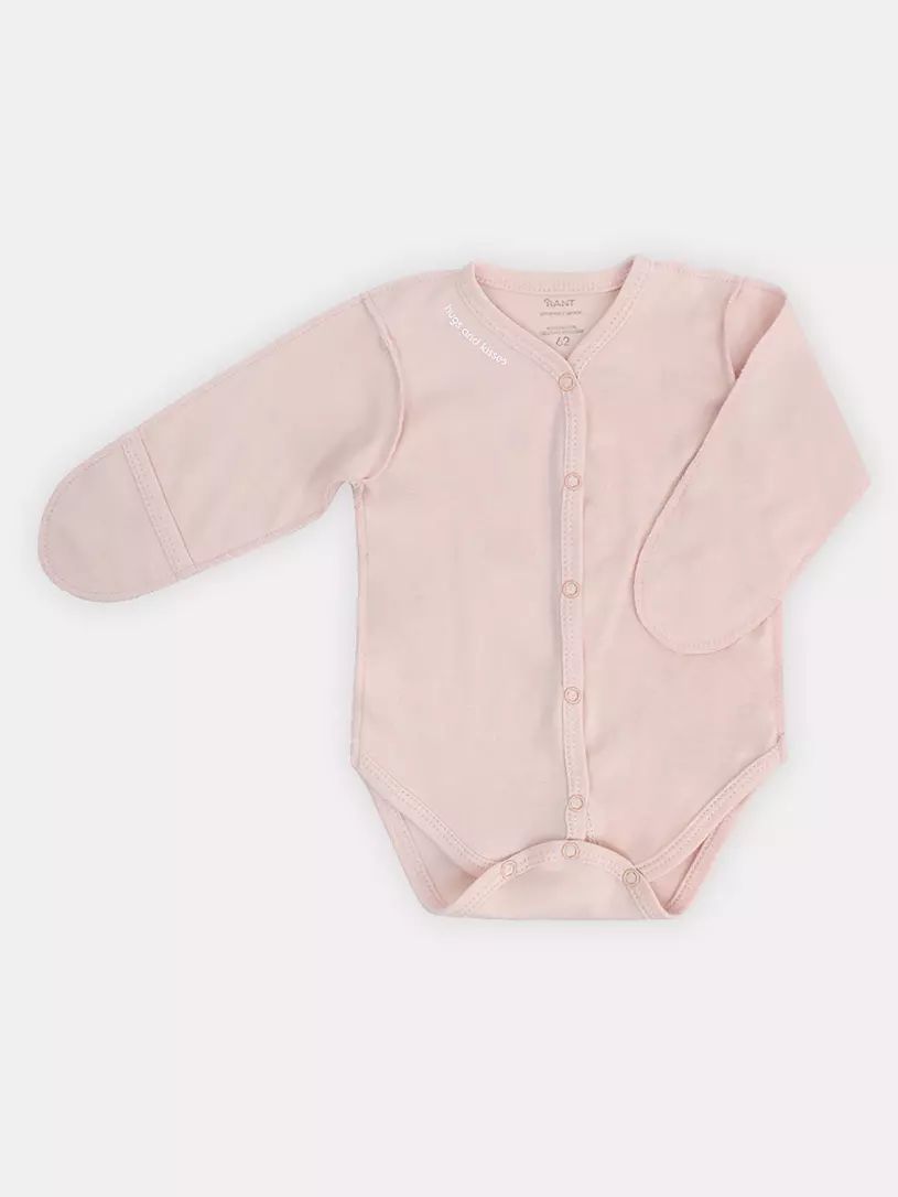 Боди детское с длинным рукавом RANT HUGS AND KISSES Soft Pink р.56 платье детское happy baby 88132 pink flower 128