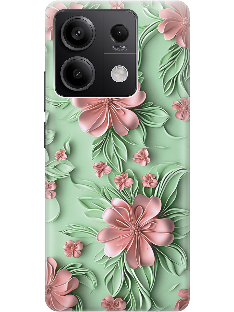 

Силиконовый чехол на Xiaomi Redmi Note 13 5g с принтом "Розовые цветы на мятном фоне", Прозрачный;зеленый;розовый, 776587021