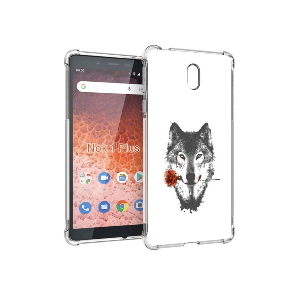 

Чехол MyPads Tocco для Nokia 1 Plus волк с розой (PT129147.112.270), Прозрачный, Tocco